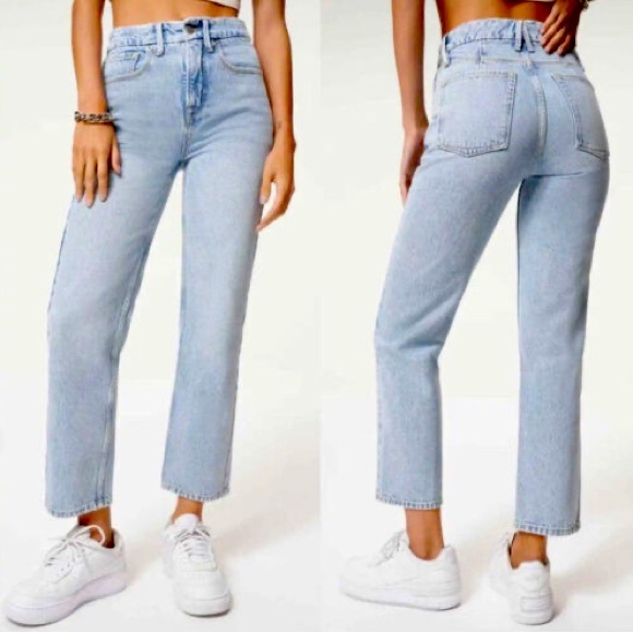 Good American Good Heritage Blue 951 Straight Legs 90s Cropped Jeans - Picture 1 of 2